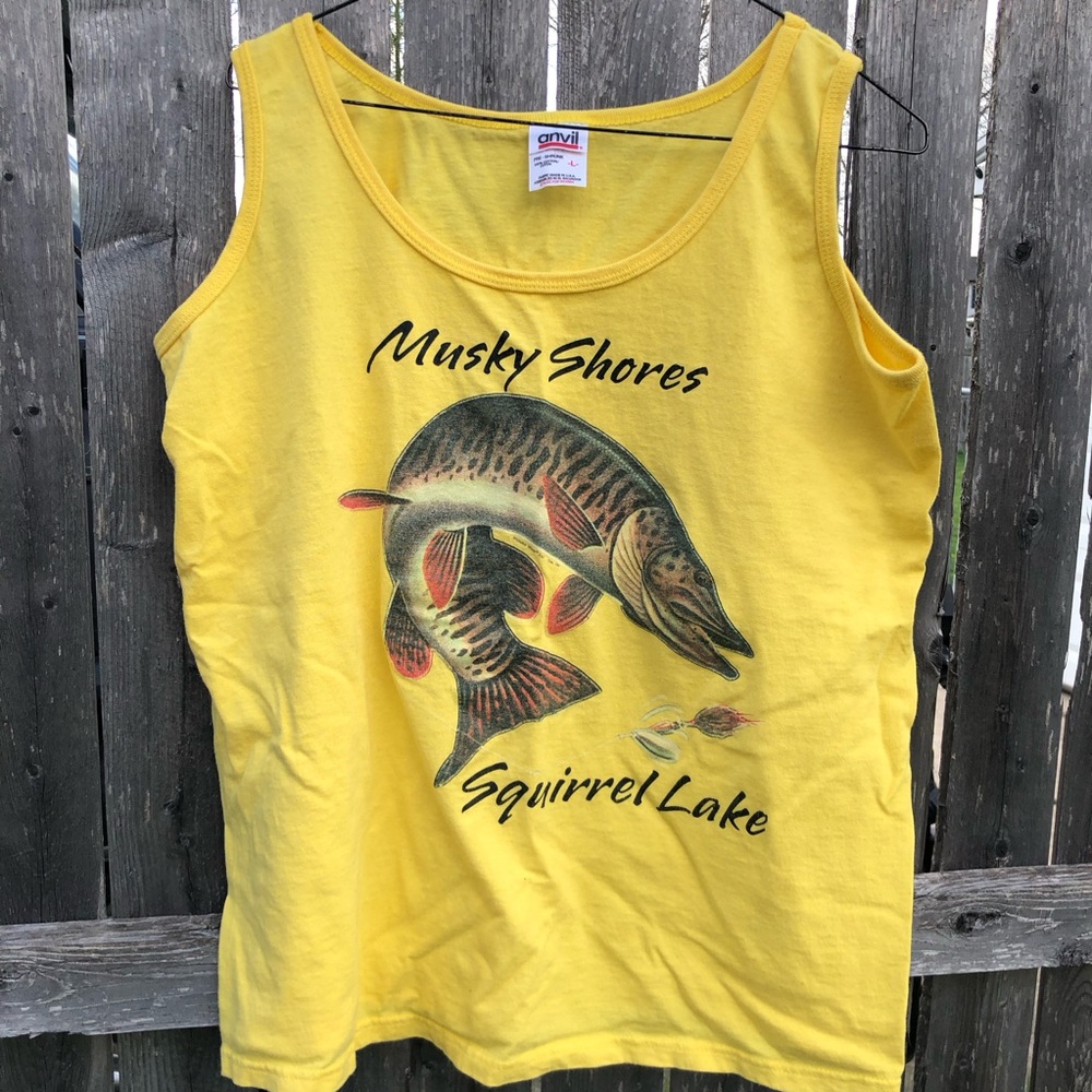 Anvil Yellow Musky Shores Squirrel Lake Graphic Tank